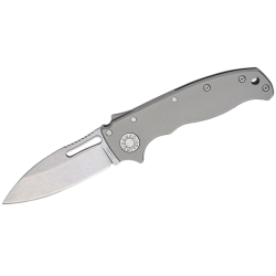 Nóż składany Demko AD20.5 Slicer Shark Smooth Titanium, Stonewashed CPM 3V by Andrew Demko (AD20.5-3V-Smooth TI-SS)