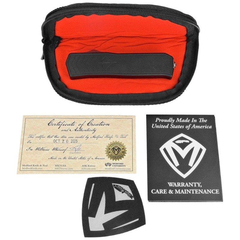 Nóż automatyczny OTF Medford MERC-1 D/E Black Aluminium, Bronze Clip, Tumbled S45VN by Greg Medford (MK2134TG-42AB-Q2C1-B1)