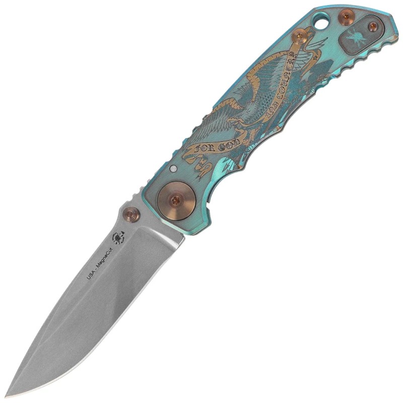 Nóż składany Spartan Blades Harsey Folder ''God & Country'' Titanium, Satin MagnaCut by William W. Harsey (SF5 Custom God & Coun