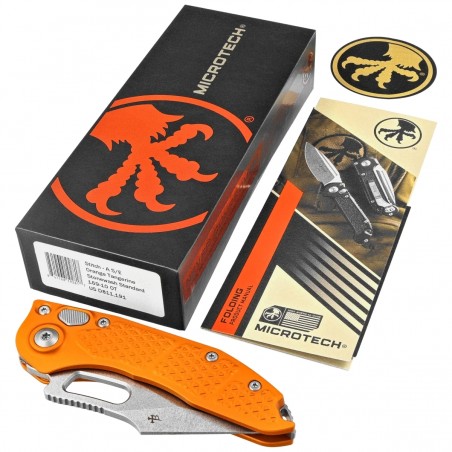 Nóż automatyczny Microtech Stitch-A S/E Orange Tangerine Tri-Grip Aluminium, Stonewashed by Borka Blades and Tony Marfione (169-