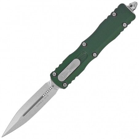 Nóż automatyczny OTF Microtech Dirac D/E Emerald Green Aluminium, Stonewashed by Tony Marfione (225-10EG)