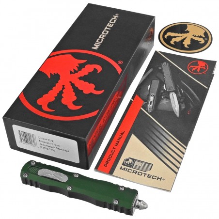 Nóż automatyczny OTF Microtech Dirac D/E Emerald Green Aluminium, Stonewashed by Tony Marfione (225-10EG)