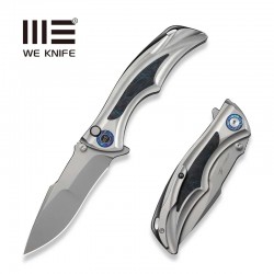Nóż składany WeKnife Tighe Down Drop Point Gray Titanium / Black/Blue Carbon Fiber, Stonewashed M390 by Brian Tighe (WE24054-1)