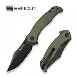 Nóż składany Sencut Tauron Olive Canvas Micarta, Black D2 (S25060-3)