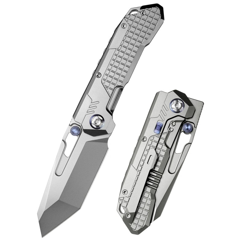 Nóż składany Remette RT-Cool Leopard Gray Sandblasting Titanium, Pearlescent M390 (RTKS-T)