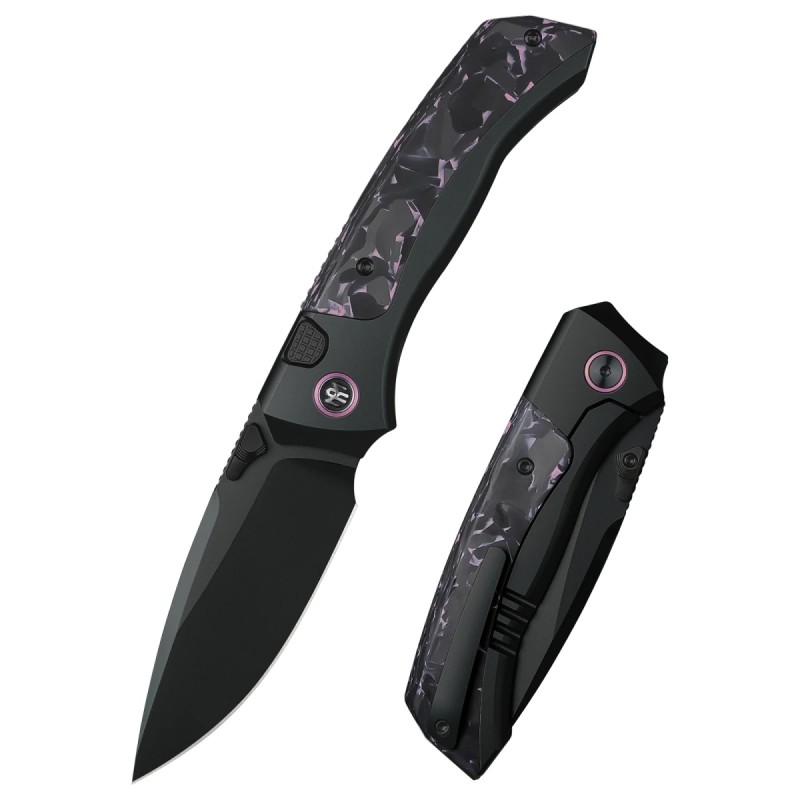 Nóż składany Remette RT-Steed Plating Black/Pink Titanium/Carbon Fiber, Black DLC M390 (RTWS-BY)