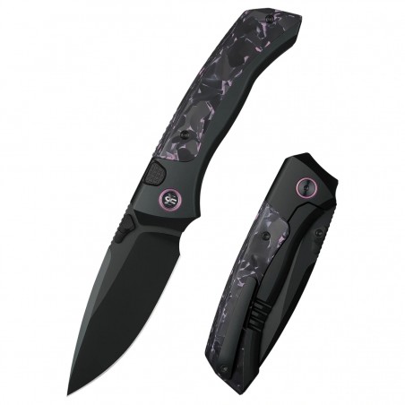 Nóż składany Remette RT-Steed Plating Black/Pink Titanium/Carbon Fiber, Black DLC M390 (RTWS-BY)