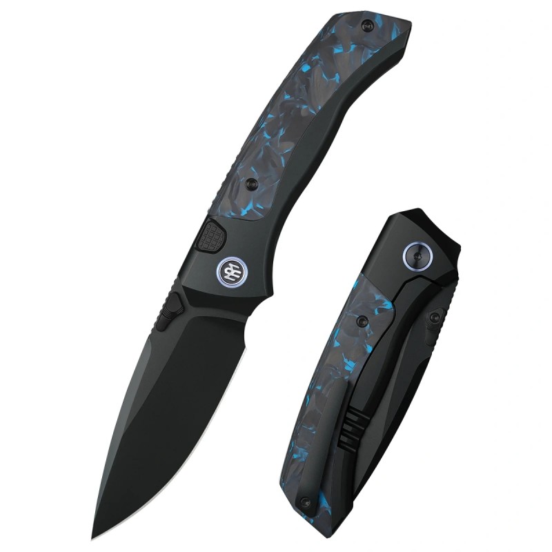 Nóż składany Remette RT-Steed Plating Black/Blue Titanium/Carbon Fiber, Black DLC M390 (RTWS-BL)