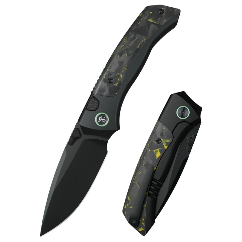 Nóż składany Remette RT-Steed Plating Black/Green Titanium/Carbon Fiber, Black DLC M390 (RTWS-BH)