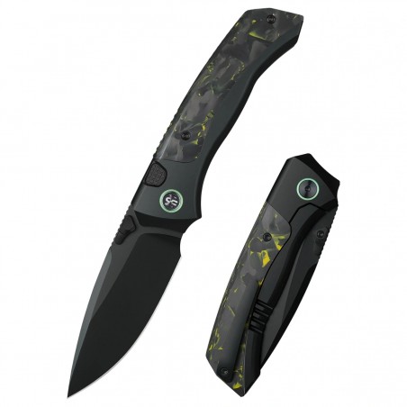 Nóż składany Remette RT-Steed Plating Black/Green Titanium/Carbon Fiber, Black DLC M390 (RTWS-BH)