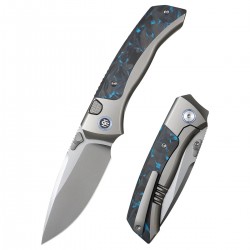 Nóż składany Remette RT-Steed Black/Blue Sandblasting Titanium/Carbon Fiber, Pearlescent M390 (RTWS-TB)