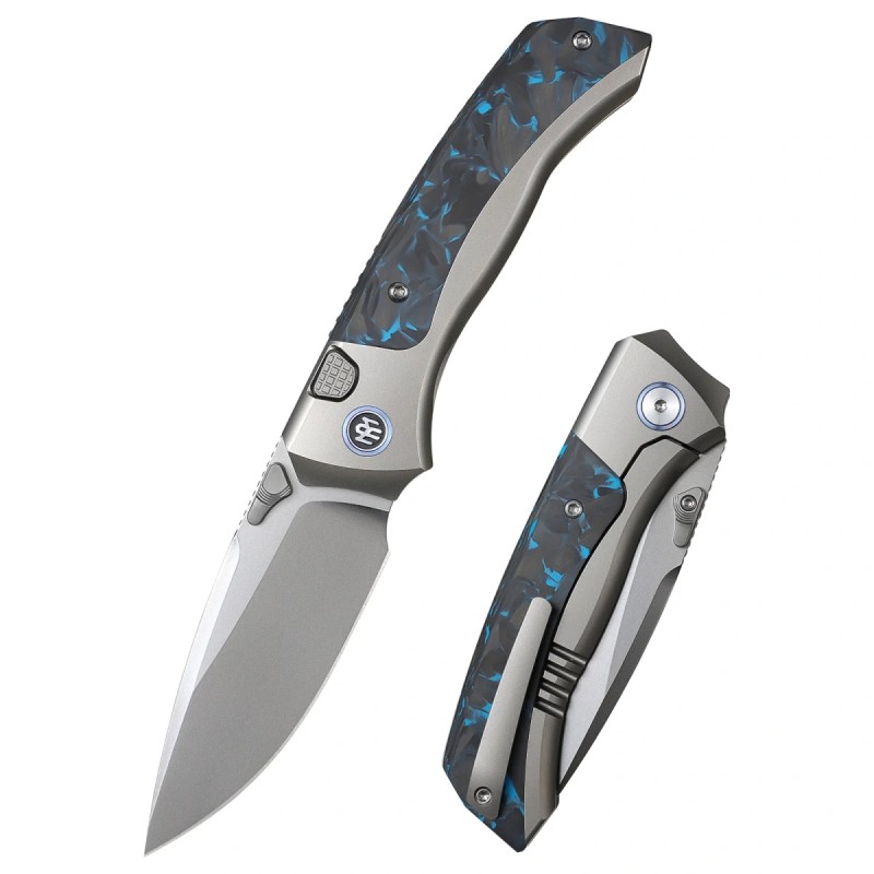 Nóż składany Remette RT-Steed Black/Blue Sandblasting Titanium/Carbon Fiber, Pearlescent M390 (RTWS-TB)