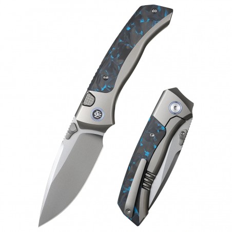 Nóż składany Remette RT-Steed Black/Blue Sandblasting Titanium/Carbon Fiber, Pearlescent M390 (RTWS-TB)