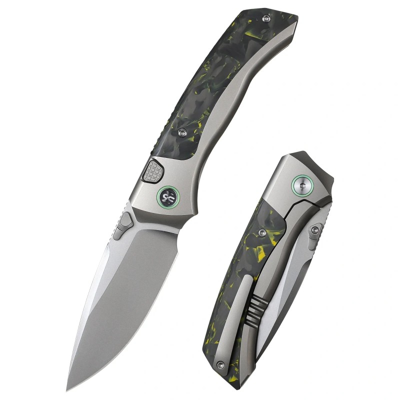 Nóż składany Remette RT-Steed Black/Green Sandblasting Titanium/Carbon Fiber, Pearlescent M390 (RTWS-TY)