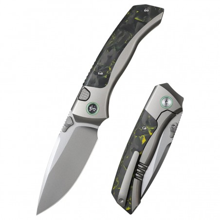 Nóż składany Remette RT-Steed Black/Green Sandblasting Titanium/Carbon Fiber, Pearlescent M390 (RTWS-TY)