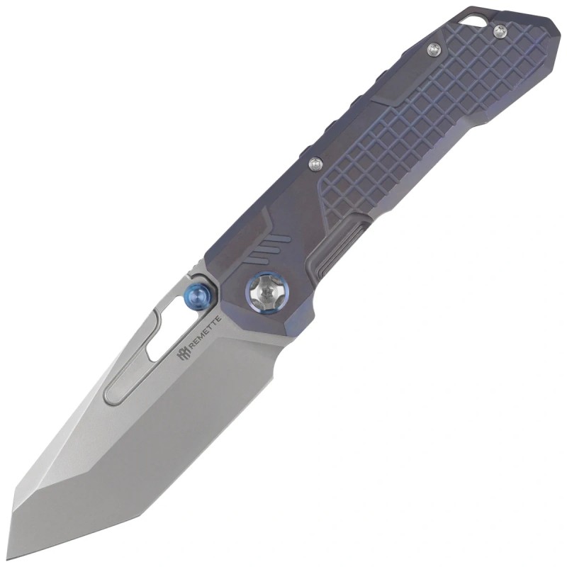 Nóż składany Remette RT-Cool Leopard Grilled Blue Titanium, Pearlescent M390 (RTKS-L)