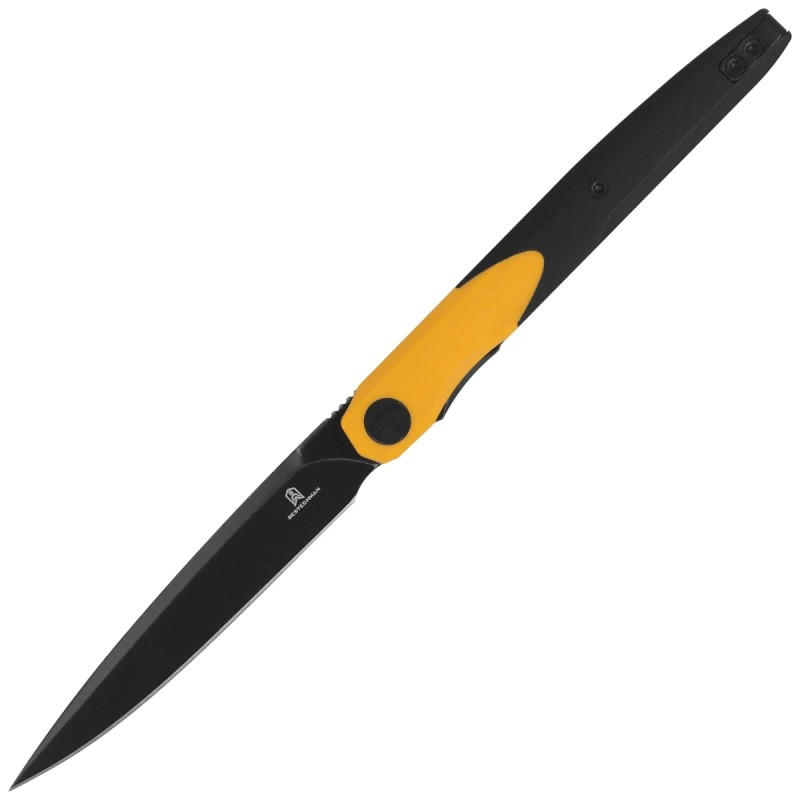 Nóż składany Bestechman Lanza Black/Yellow G10, Black Stonewashed 14C28N by Grzegorz Grabarski (BMK14F)
