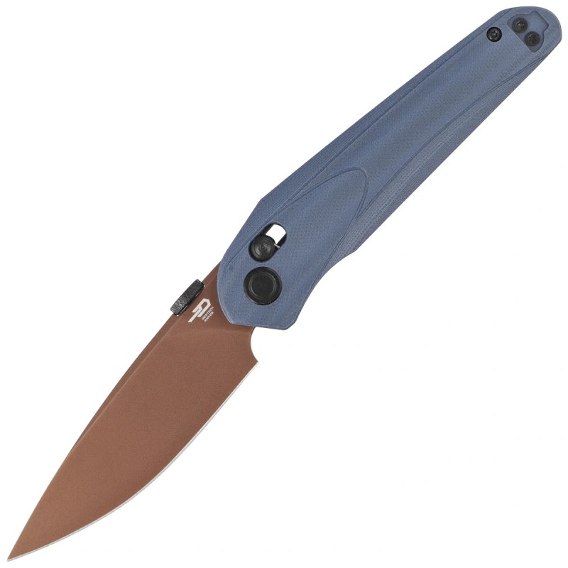 Nóż składany Bestech Mothus Dark Blue G10, Gold PVD 14C28N by Kombou (BG67F)