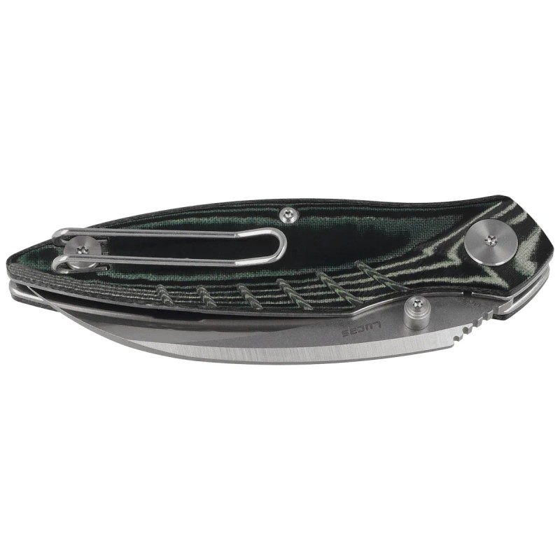 Nóż składany Bestech Mantidae Green Micarta, Satin/Stonewashed F/S 14C28N by Lucas (BG60G)