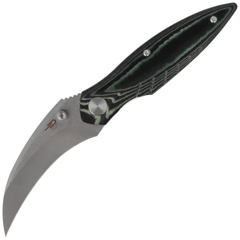 Nóż składany Bestech Mantidae Green Micarta, Satin / Stonewashed 14C28N by Lucas (BG60E)