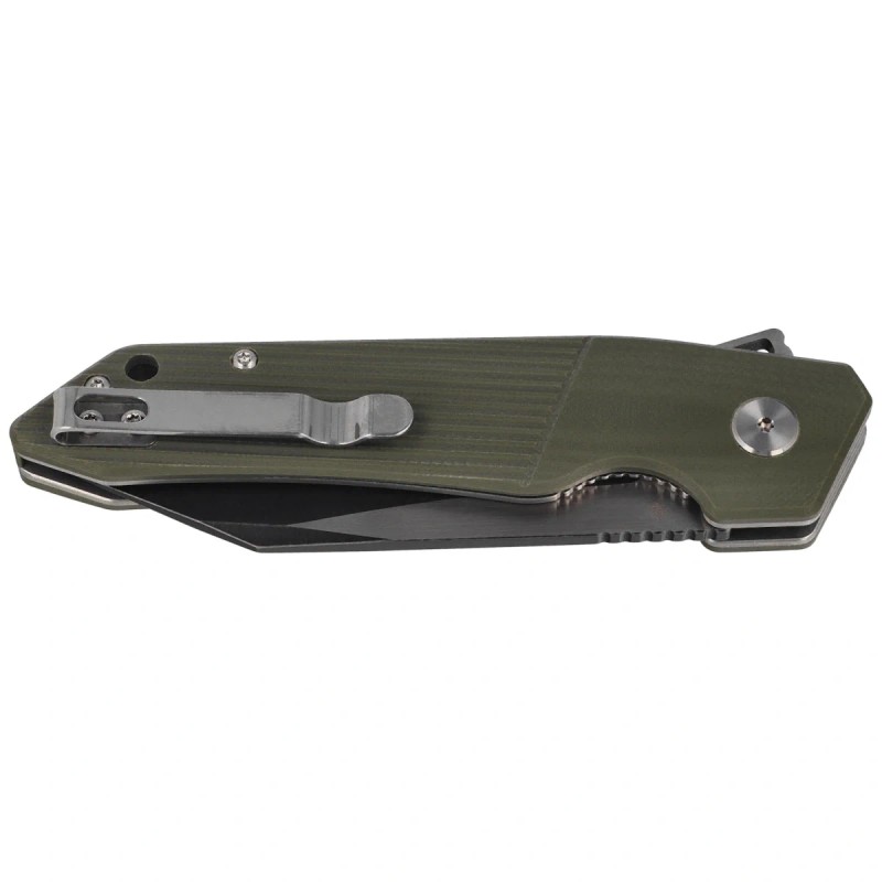 Nóż składany Bestech Barracuda Green G10, Black Stonewashed/Satin D2 (BG15B-2)