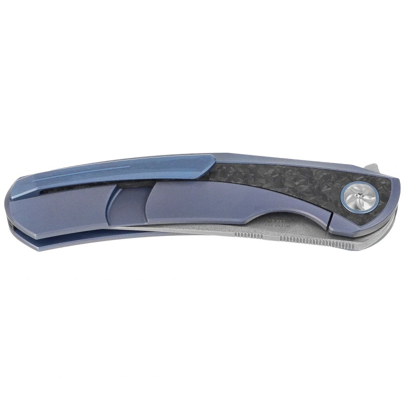 Nóż składany Bestech Sambac Blue Titanium / Marbled Carbon Fiber, Stonewashed / Satin MagnaCut by Ostap Hel (BT2402D)