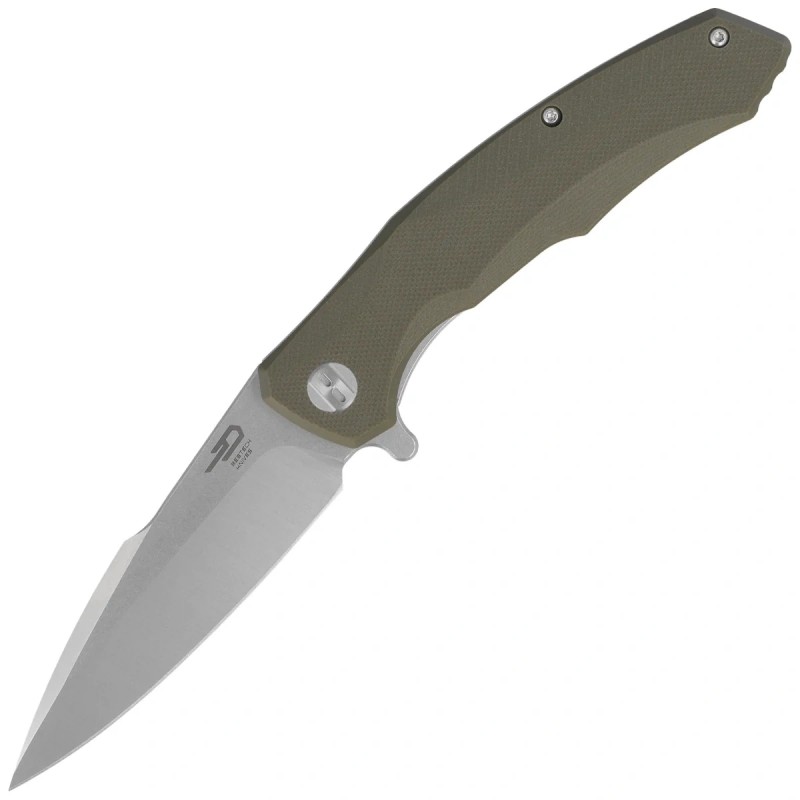 Nóż składany Bestech Warwolf Army Green G10, Stonewashed/Satin D2 (BG04B)