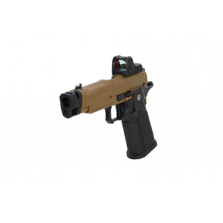 Pistolet ASG Arcturus Vanguard 4.3" Hi-Capa GBB OR z kolimatorem ARS-1 + kompensatorem Half-Tan