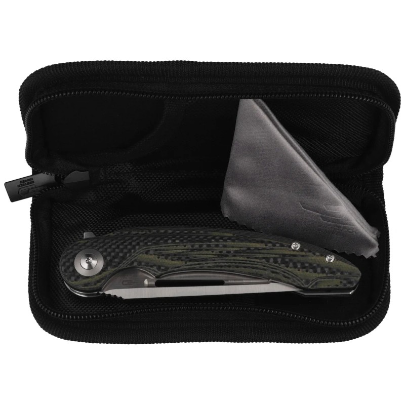 Nóż składany Bestech Irida Black/Green Carbon Fiber/G10, Satin 14C28N by Kombou (BG25F)