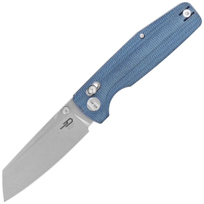 Nóż składany Bestech Slasher Blue Micarta, Stonewashed D2 (BG56C-1)