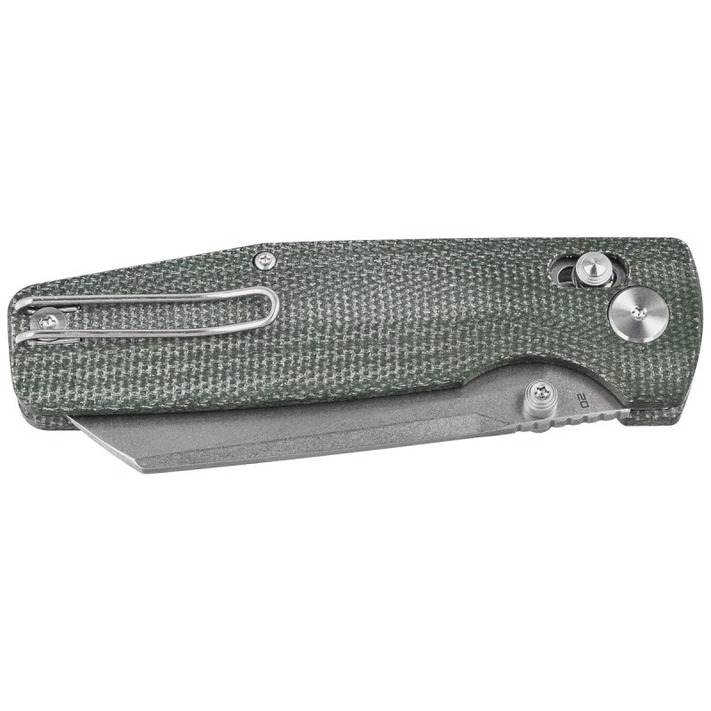 Nóż składany Bestech Slasher Green Micarta, Stonewashed D2 (BG56B-1)