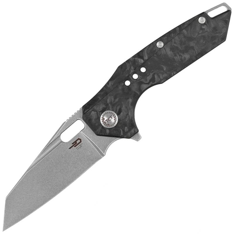 Nóż składany Bestech Nyxie 3 Grey Titanium / Marble Carbon Fiber, Bead Blasted / Stonewashed CPM S35VN by Todd Knife and Tool (B