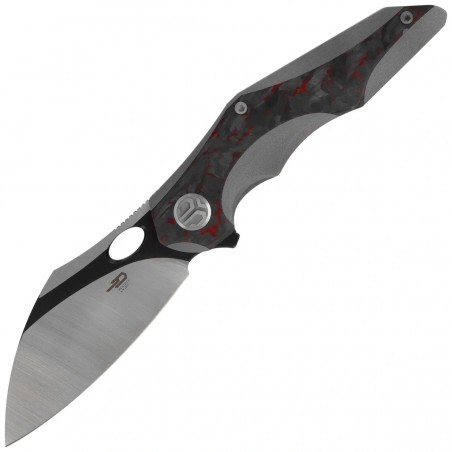 Nóż składany Bestech Nogard Black Titanium/Black Red Marblee Carbon Fiber, Satin/Black Stonewashed M390 by Kombou (BT2105D)