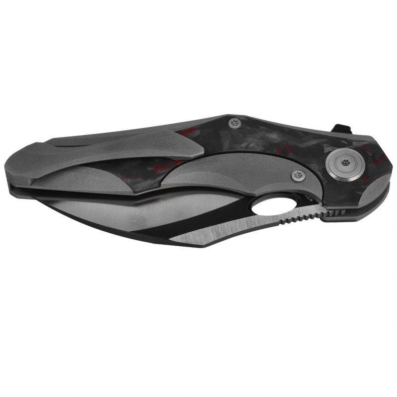 Nóż składany Bestech Nogard Black Titanium/Black Red Marblee Carbon Fiber, Satin/Black Stonewashed M390 by Kombou (BT2105D)
