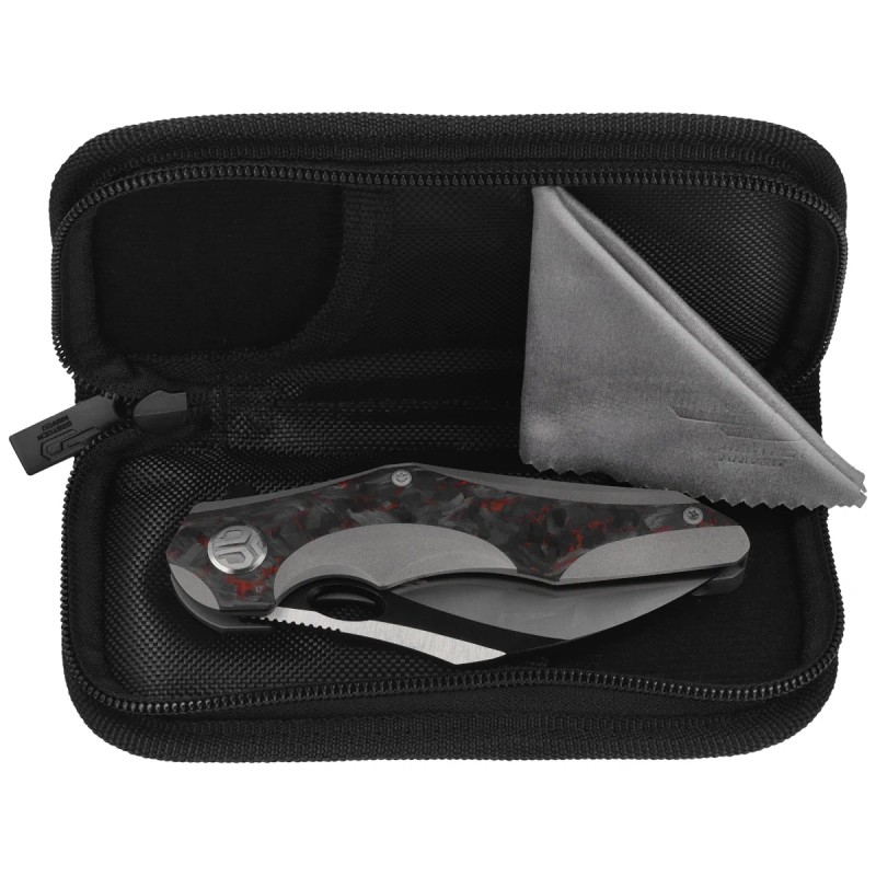 Nóż składany Bestech Nogard Black Titanium/Black Red Marblee Carbon Fiber, Satin/Black Stonewashed M390 by Kombou (BT2105D)