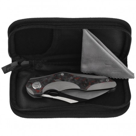 Nóż składany Bestech Nogard Black Titanium/Black Red Marblee Carbon Fiber, Satin/Black Stonewashed M390 by Kombou (BT2105D)