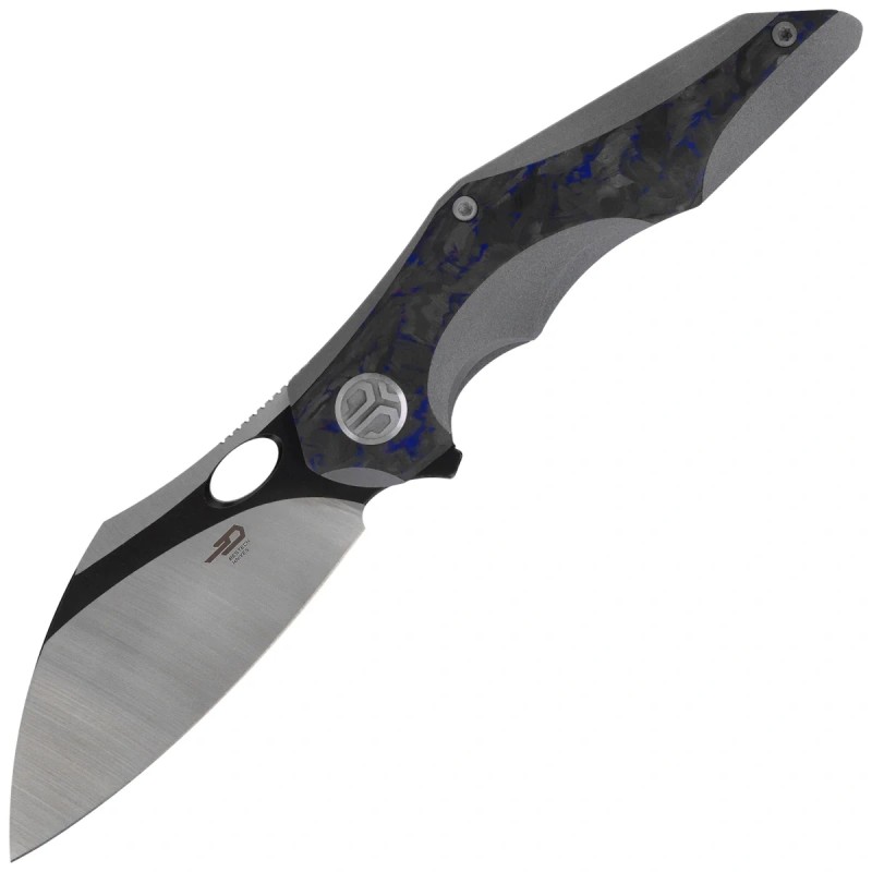 Nóż składany Bestech Nogard Grey Titanium/Black Blue Marbled Carbon Fiber, Satin/Black Stonewashed M390 by Kombou (BT2105A)