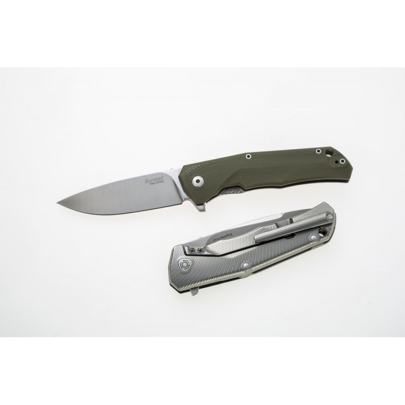 Nóż składany LionSteel T.R.E. G10 Green, Stone Washed Blade (TRE GGR)