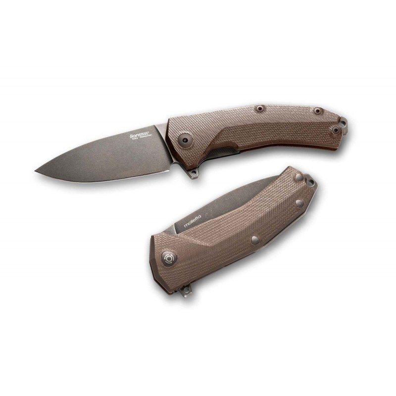 Nóż składany LionSteel KUR Brown G10, Black Stonewashed Sleipner by Molletta (KUR BBR)