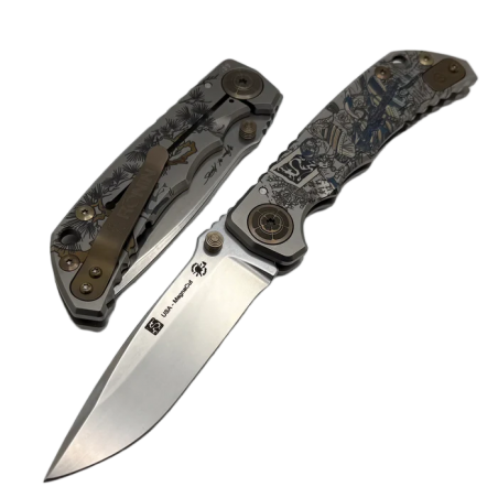 Nóż składany Spartan-Ronin Harsey Folder ''Gun Fighter'' Titanium, Stonewashed MagnaCut