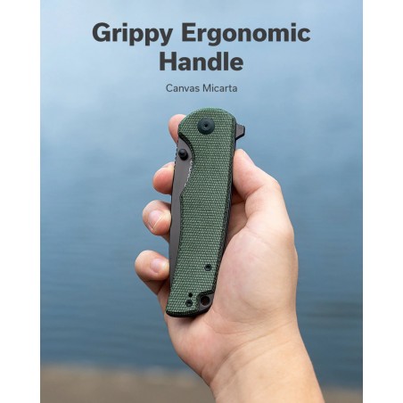 Nóż składany Sencut Praktisk Green Canvas Micarta, Black 9Cr18MoV (S24019-3)