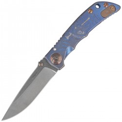 Nóż składany Spartan Blades Harsey Folder 3.25 Plague Doctor Blue Titanium, Stonewashed MagnaCut by William W. Harsey (SF10 Cust