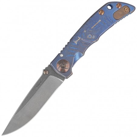 Nóż składany Spartan Blades Harsey Folder 3.25 Plague Doctor Blue Titanium, Stonewashed MagnaCut by William W. Harsey (SF10 Cust