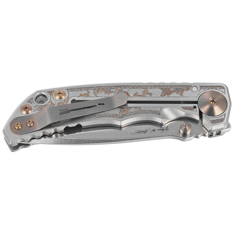Nóż składany Spartan Blades Harsey Folder ''Flourishes'' Gray Titanium, Stonewashed MagnaCut by William W. Harsey (SF5FLRISHS)