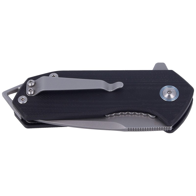 Nóż składany Kubey Campe KU203A Black G10, Sandblasted D2