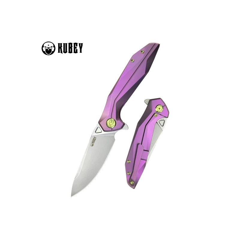 Nóż składany Kubey Nova FL KB235D Purple Titanium, Bead Blasted 14C28N