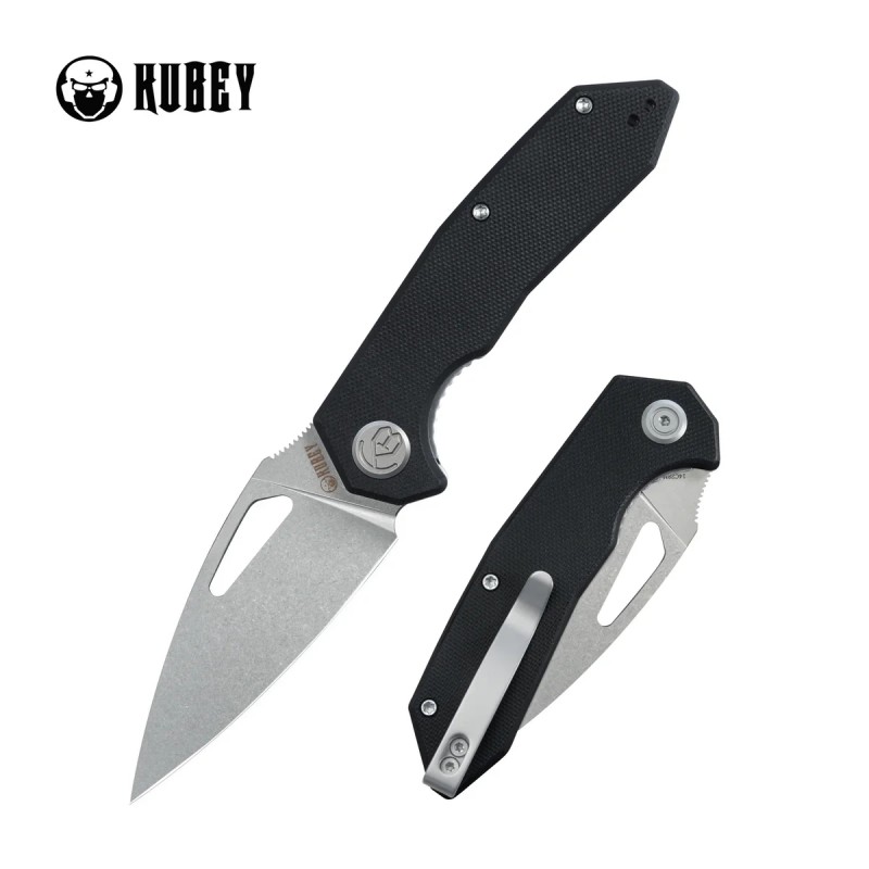 Nóż składany Kubey Coeus KU122U Black G10, Stonewashed 14C28N