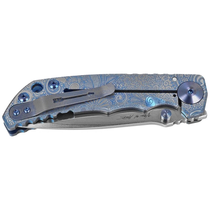 Nóż składany Spartan Blades Harsey Folder ''Paisley Blue'' Titanium, Stonewashed MagnaCut
