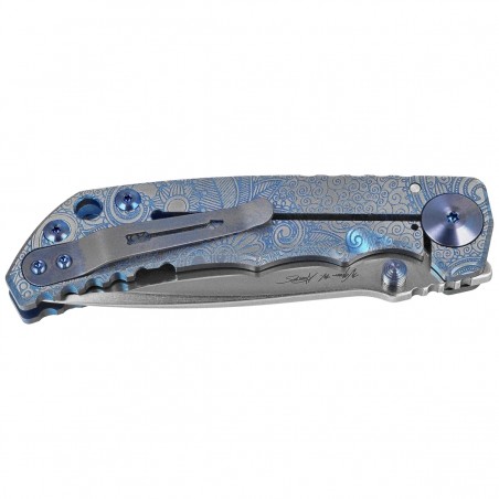 Nóż składany Spartan Blades Harsey Folder ''Paisley Blue'' Titanium, Stonewashed MagnaCut