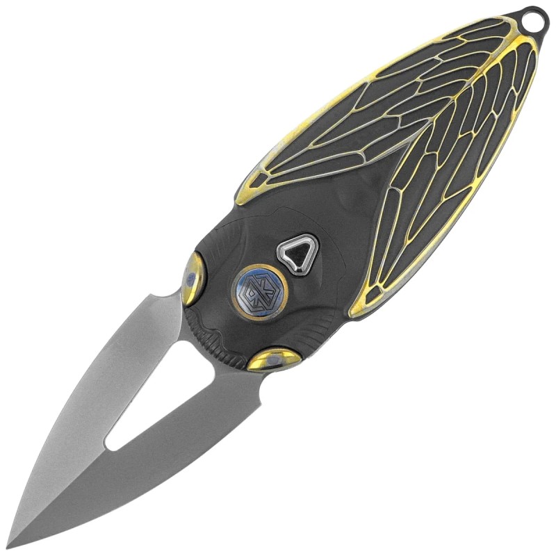 Nóż składany Rike Knife RK Cicada-DG Dark Gray / Gold Titanium, Bead Blasted M390